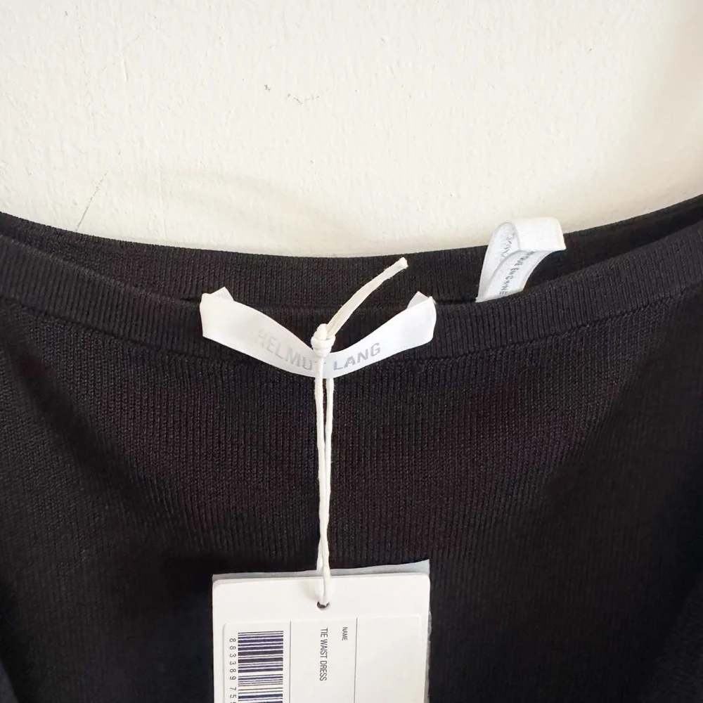 NWT Helmut Lang Black Knit Tie Waist Dress S - Picture 6 of 8